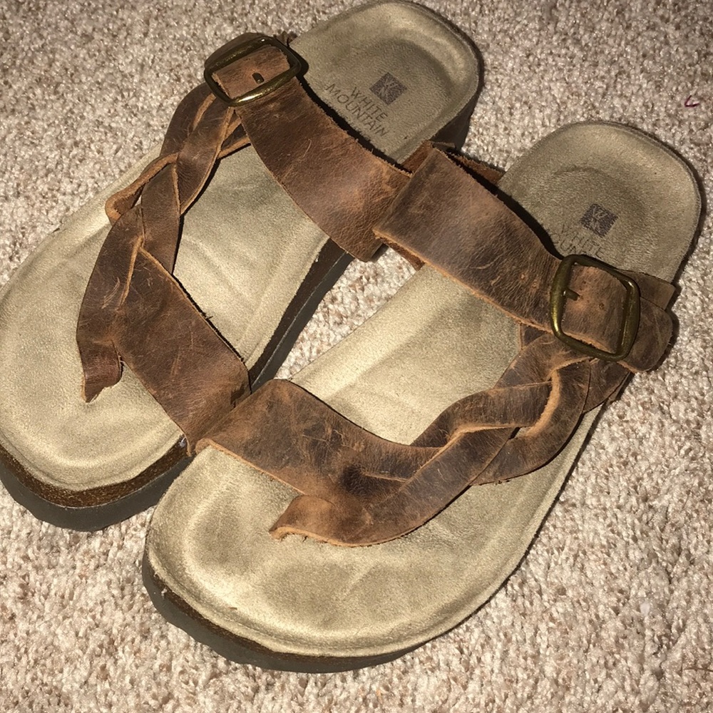 White mountain brown braided sandals